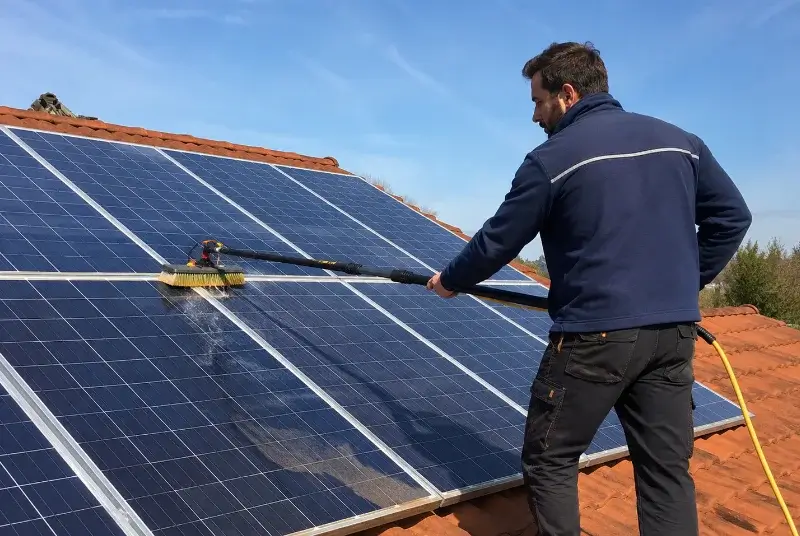 Nettoyage et entretien de panneaux solaires à l'Hermitage